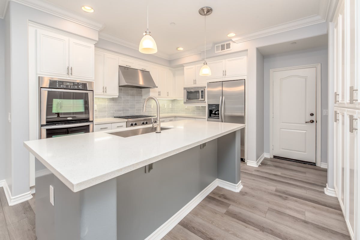 Kitchen with luxury vinyl tile flooring